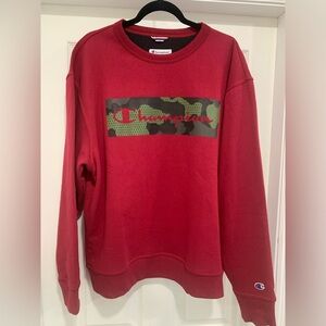 Champion Mens Large Sweatshirt Maroon Camo